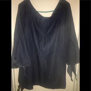 Denim off shoulder blouse